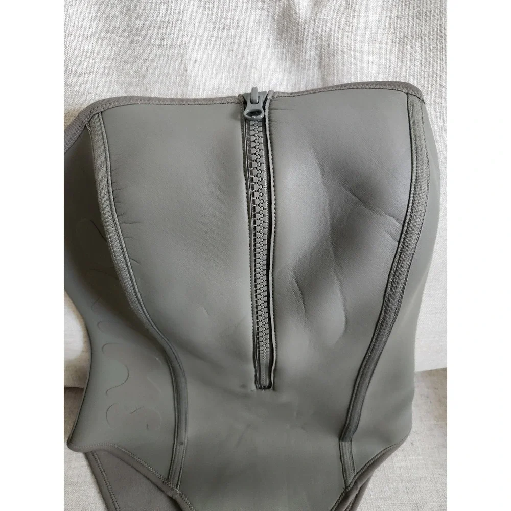 New Rare Skims Rubberized Scuba Swim Strapless One Piece Swimsuit Medium Gray